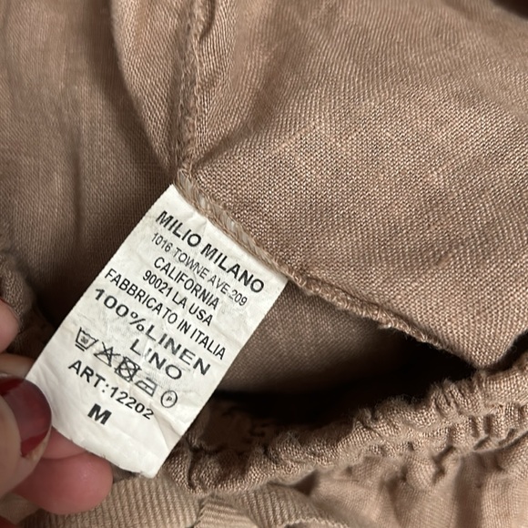 Milio Milano Made in Italy linen khaki linin pants size M - Picture 10 of 11